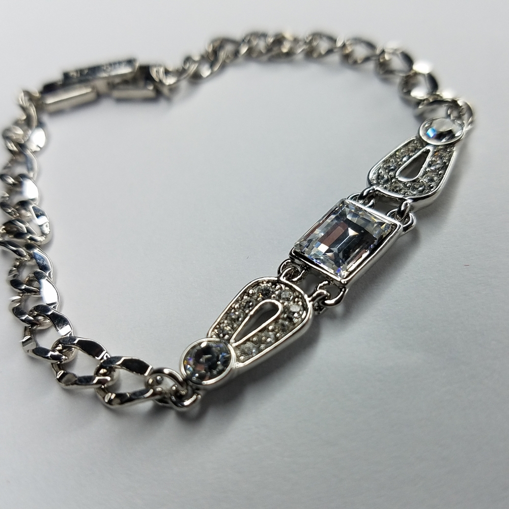Givenchy Chainlink Crystal Bracelet Silvertone - image 3